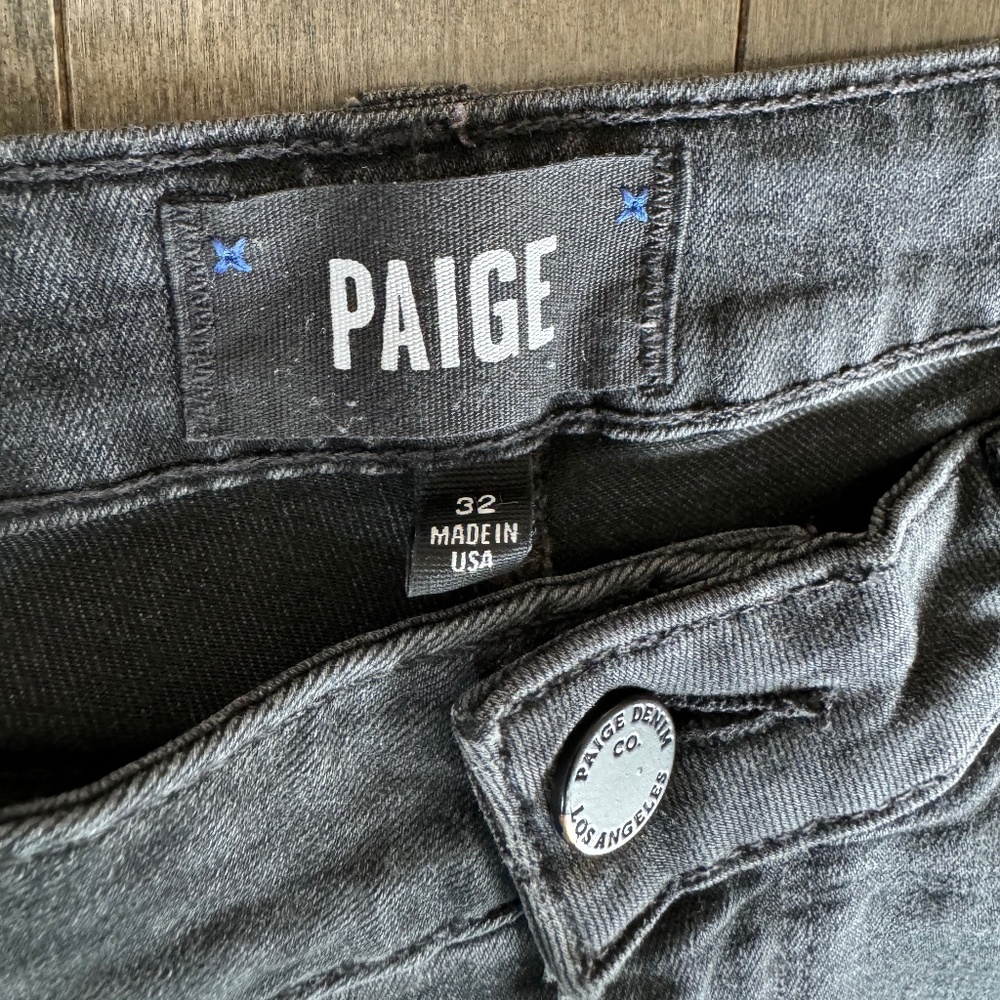 PAIGE Denim Verdugo distressed ankle black jeans Women's 32